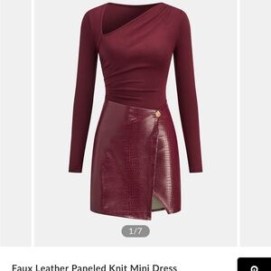 Commense Burgundy Asymmetrical Dress